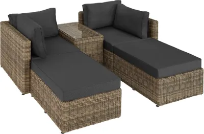Produktbild von tectake® Aluminium Rattan Lounge San Domino wetterfest und UV-beständig Dicke der Sitzpolster 10 cm