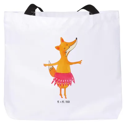 Produktbild von Mr. & Mrs. Panda Reisetasche Fuchs Ballerina - Weiß - Geschenk, Strandtasche, Ballett, Tasche, Laptoptasche, Geburtstag, Tote Bag, Tanzen, Beutel