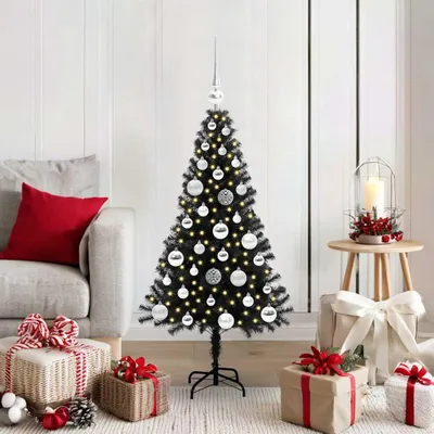Zdjęcie produktu dla Maison Exclusive – choinka bożonarodzeniowa z 150 diodami LED i stojakiem, czarna, 120 cm, PVC