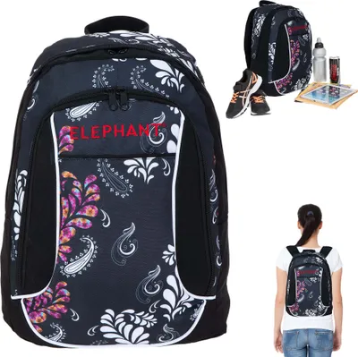 Produktbild von Rucksack Damen Mädchen Freizeitrucksack Elephant Black Paisley Daypack Handgepäck Arbeitstasche Backpack Tasche DIN A4 3774 Schwarz