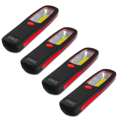 Produktbild von 4er Set COB LED Arbeitslampe 300 Lumen Werkstattlampe Handlampe Worklight Magnetisch mit 360° Haken Taschenlampe