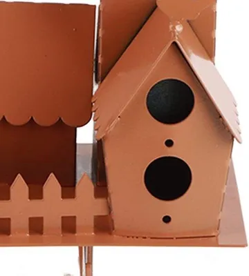 Produktbild von Famanu Vogelhaus auf Pfahl - Elegantes Futterhaus aus Metall - Traditionelles Design