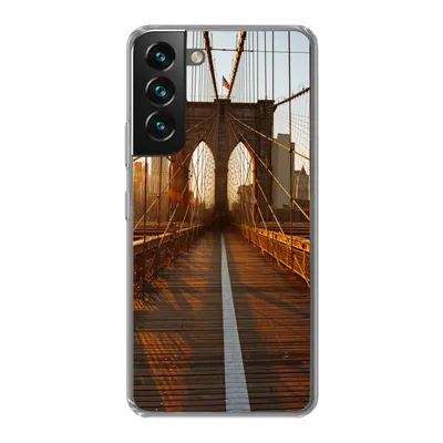 Produktbild von MuchoWow® Handyhülle Schutzhülle Hülle für Samsung Galaxy S22 Brooklyn Bridge in New York bei Sonnenuntergang Silikon Softcase Handy Hülle - Mobiltelefonhülle