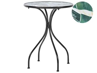 Produktbild von BELIANI Gartentisch Schwarz u. Grün aus Metall Mosaik Muster ø 60 cm Rund Kaffeetisch Couchtisch Outdoor Terrassenmöbel Gartenmöbel Balkonmöbel