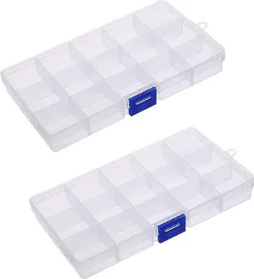 Produktbild von Kunststoff Schmuckkästchen - 15 Fächer - 2 Stück - Transparent