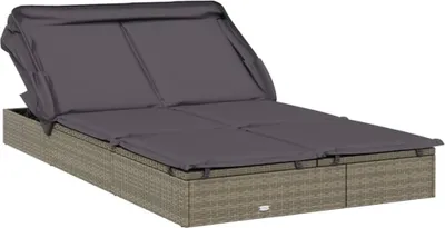 Immagine prodotto di Lettino Doppio Tetto Pieghevole Grigio 213x118x97 cm Polyrattan