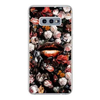 Produktbild von MuchoWow® Handyhülle Schutzhülle Hülle für Samsung Galaxy S10e Lippen - Blumen - Farbe - Orange - Kunst - Abstrakt - Alte Meister Silikon Softcase Handy Hülle - Handy