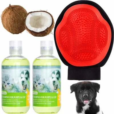 Produktbild von 2X Šampon Pro Štěňata + Rukavice Na Kartáč Pro Psy A Kočky