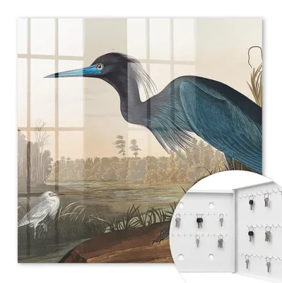 Produktbild von Metall Schlüsselkasten 30 x 30 cm - weißer Schlüsselschrank zur Wandmontage - wandhängende Schlüsselbox mit Tür - rechts öffnend - Schlüsselaufbewahrung für Flur - Büro - Arbeitszimmer - Werkstatt - Garage - Exotischer Vogel
