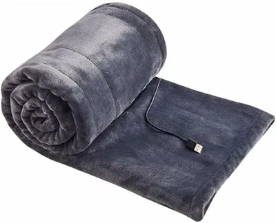 Obrázek produktu pro Elektrická přikrývka, 140 × 80 cm, flanelová, 3 stupně, praná v pračce, rychle se zahřívající přikrývka do ložnice, kanceláře nebo na pohovku, šedá