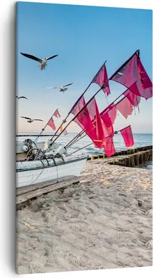 Produktbild von Bild auf Leinwand - Leinwandbild - Einteilig - £ódŸ Küste Möwen - 45x80cm - Wand Bild - Wanddeko - Wandbilder - Leinwanddruck - Bilder - Wanddekoration - Leinwand bilder - Wandbild - PA45x80-4779