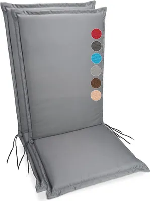Produktbild von sunnypillow 2er Set Gartenstuhlauflagen 120 x 50 extra Dicke 9cm Hochlehner Auflagen waschbar wasserdicht Polsterauflagen Outdoor Stuhlauflagen Polster Sitzkissen Gartenstuhl Anthrazit