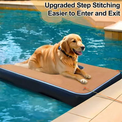 Image de Plateforme gonflable pour chiens - 150 x 100 cm - Noir - PVC - Plateforme flottante pour piscine et bateau