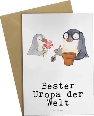 Produktbild von Mr. & Mrs. Panda babykarte Pinguin Bester Uropa der Welt - Weiß - Geschenk, Geschenkidee, glückwunschkarten, osterkarte, Opa, einladungskarten, Geburtstag, osterkarten