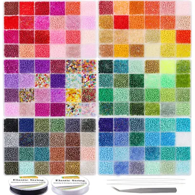 3mm Rocailles Perlen Set, 144 Farben, 36.000 Stück, Glasperlen