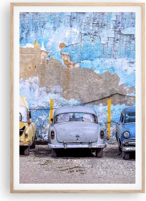 Produktbild von Gerahmtes Poster - Rahmen in heller Eiche - Havanna Oldtimer Autos - 70x100 cm - Wand Bild - Wanddeko - Wandbilder - Kunstposter - Wandposter - Bilderrahmen - Bilder - Kunstdruck - P2NPA70x100-4376