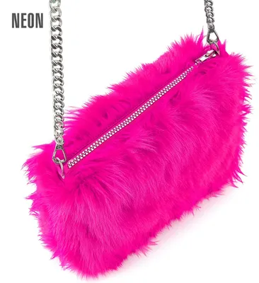 Produktbild von Handtasche Langhaarplüsch Neon Pink