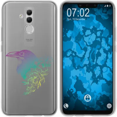 Produktbild von PhoneNatic Case kompatibel mit Huawei Mate 20 Lite Silikon-Hülle Floral Rabe M4-4