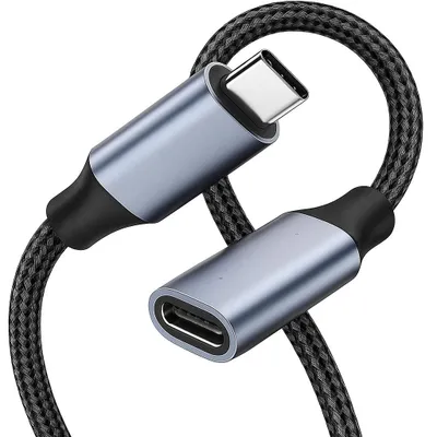Produktbild von Nylon USB-C 100W Verlängerungskabel – 4K 60FPS, 10Gbps Datenübertragung & Schnellladen für Laptop, Drucker, Smartphone, PC, Kamera – 1m