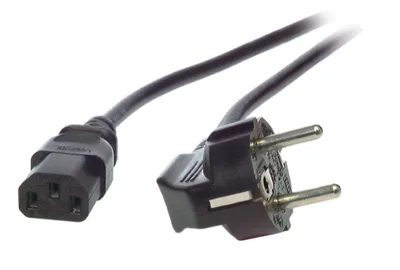 Image de EFB Netzleitung Schutzkontakt 90° - C13 180°, schwarz LSZH