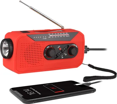 Produktbild von Solar Radio, Tragbares Notfall Radio Hand Kurbel 2000mAh AM FM Wetter Radio LED Licht USB Ladegerät  für Wandern Camping Ourdoor