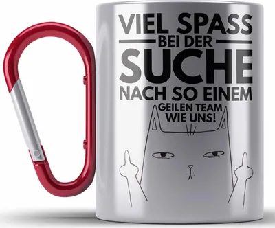 Produktbild von Trendation - Jobwechsel Edelstahl Tasse Karabiner Geschenk Neuer Job Abschied Abschiedsgeschenk Kollege Kollegin (Rot)