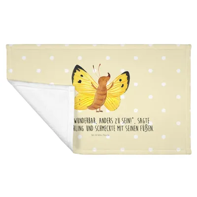Produktbild von Mr. & Mrs. Panda Flauschtuch Schmetterling Zitronenfalter - Gelb Pastell - Geschenk, Fakt, Schmetterlinge, gesichtstuch, gesichtshandtuch, Selbstliebe, Liebe, Handtuch