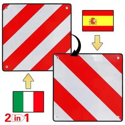 Produktbild von Warntafel 50x50 cm 2?in?1 Aluminium für Spanien/Italien Reflexschild