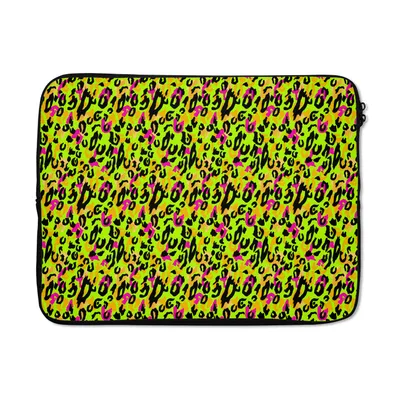 Produktbild von MuchoWow® Laptop Hülle 15 Zoll Pantherdruck - Muster - Neon - Gelb Laptoptasche - Laptoptasche - Sleeve - Rundum-Schutz
