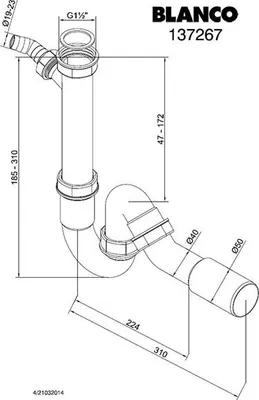 Produktbild von BLANCO Geruchverschluss (Siphon) 1,5"x 40/50mm