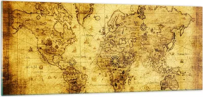 Produktbild von Bilder auf glas - Karte Welt Kontinente - 100x40cm - Glasbilder - Wandbilder - Kunstdruck - zum Aufhängen bereit - Wanddekoration aus Glas - Glas Bilder - Wandbild auf Glas - GAB100x40-0127