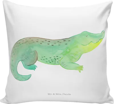 Produktbild von Mr. & Mrs. Panda kissen für sofa Krokodil - Weiß - Geschenk, Kleines, Beste Freundin, Krokodile, Couchkissen, Abenteuerlust, Lieblingsmensch, 40x40, bedruckt, Zierkissen