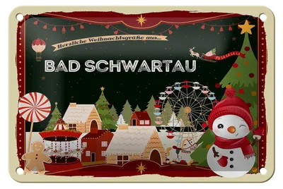 Produktbild von Blechschild Weihnachten Grüße BAD SCHWARTAU Geschenk Schild  18x12cm