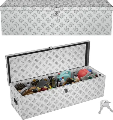 Produktbild von UISEBRT 80L Kofferraumkiste Alukiste Werkzeugkiste, Transportkiste Truckbox Anhängerbox Lagerbox für Transport, Lagerung und Organisation - Silber
