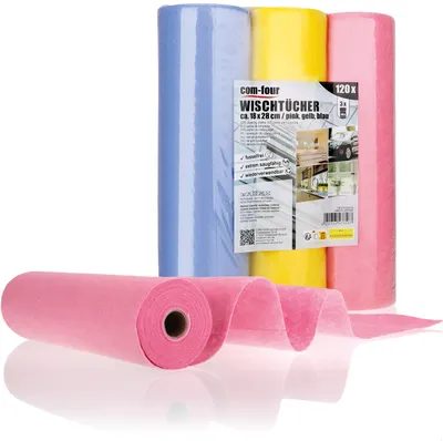 Produktbild von com-four® 120x Haushaltstücher auf Rollen - saugfähige Reinigungstücher