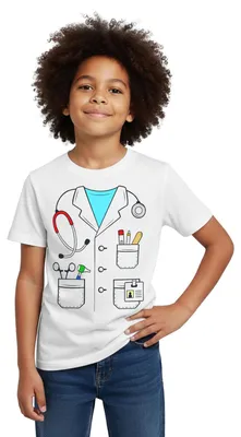 Produktbild von Spreadshirt Arzt Kostüm Karneval Fasching Kinder T-Shirt, 122/128 (7-8 Jahre), Weiß