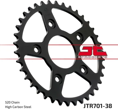 Image de Pignon 38 dents pas 520 type JTR701 NOIR pour Aprilia Tuono Tuareg RS 125 // Cagiva Mito N1 Raptor Supercity 125