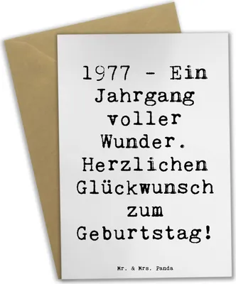 Produktbild von Mr. & Mrs. Panda babykarte Spruch 1977 Geburtstag Wunder - Weiß - Geschenk, hochzeitskarten, Grußkarte, weihnachtskarten, neujahrskarte, Geburtstagskind, Jahrgang feiern