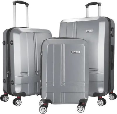 Image de BRUBAKER Set de 3 valises rigides New York - Valises rigides extensibles avec serrure à combinaison, 4 roulettes et poignée télescopique - M, L, XL - Gris