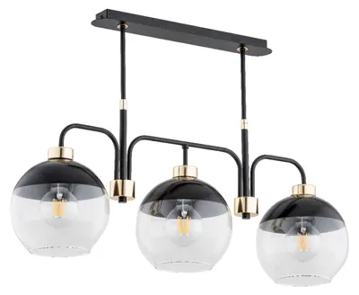 Produktbild von Deckenleuchte Metall Glas Schwarz E27 3-flammig Kugelschirm Modern