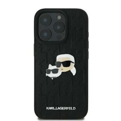 Produktbild von Karl Lagerfeld Klhcp16Xpgklkcpk Iphone16 Pro Max 6.9 Schwarz/Schwarzes Hardcase Monogramm Karl&Chaoupette Head Pin
