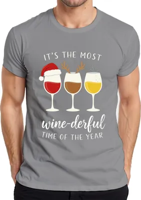Produktbild von It's the Most wine-derful Time of the Year Weinliebhaber Geschenk Herren T-Shirt, Grau, S