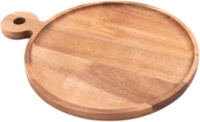 Produktbild von Servierplatte aus Akazienholz mit Griff, 25 cm – Für Burger und Snacks
