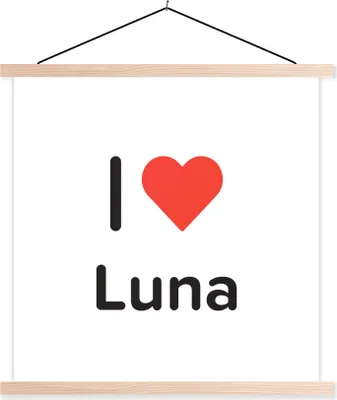 Produktbild von MuchoWow® Textilposter Ich liebe - Luna - Mädchen 40x40 cm mit holzfarbenen Rahmen - Posterleiste