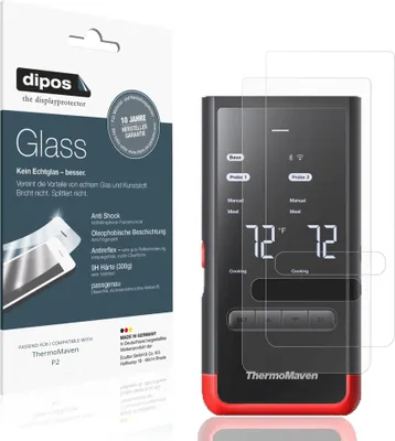 Produktbild von 2x Schutzfolie für ThermoMaven P2 matt - Anti-Shock 9H Folie dipos Glass Kunststoffglas