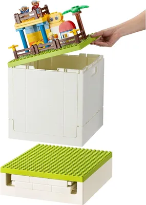Produktbild von Opvouwbare Kunststoff-Container mit transparentem grünen Deckel - Stapelbarer 25-Liter-Container