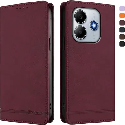 Obrázek produktu pro Pouzdro pro Xiaomi Redmi Note 14 4G, retroPolyuretankožené flip pouzdro s stojánkem a přihrádkami na karty Červený