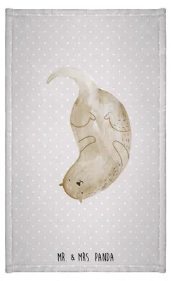 Produktbild von Mr. & Mrs. Panda Handtuch Otter Kopfüber - Grau Pastell - Geschenk, Seeotter See, Süß, Klein, Kleines, Niedlich, Gästetuch, Gästehandtuch 30x50, Frotteehandtuch