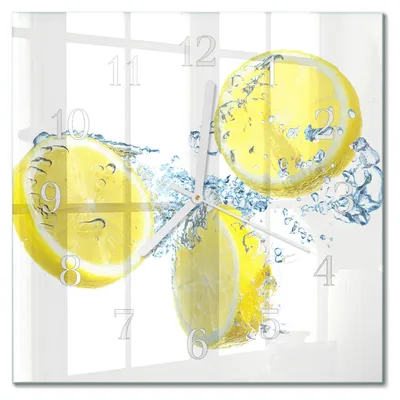 Produktbild von Tulup Glasuhr Wanduhr Küchenuhr Echt-Glas 30x30 cm Modern Dekorativ Geräuschlos Weiße Zeiger - Zitronen