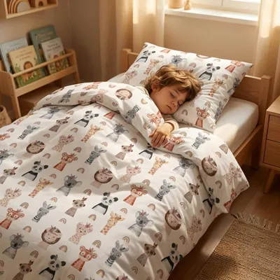 Productafbeelding van Baby & Kinderbeddengoedset met Dierenprint van 100% Katoen
